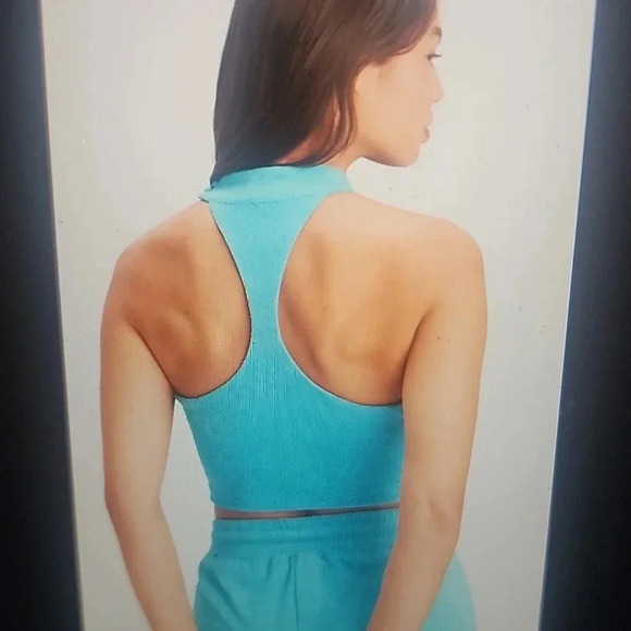 FABLETICS TERRY BUILT-IN BRA TANK SIZE L BLUE - Picture 3 of 6